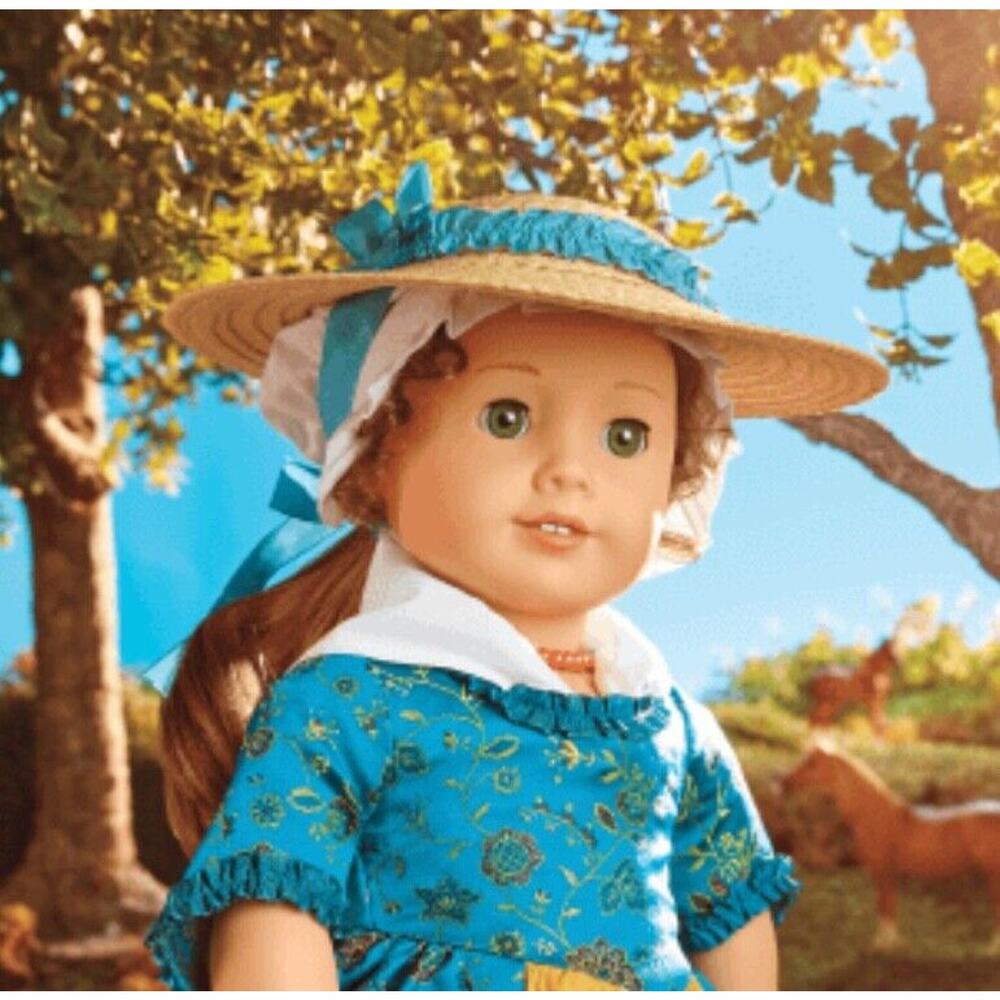 American Girl Felicity Meet Accessories Doll Straw Hat Necklace Fichu Bonnet New - Picture 4 of 9